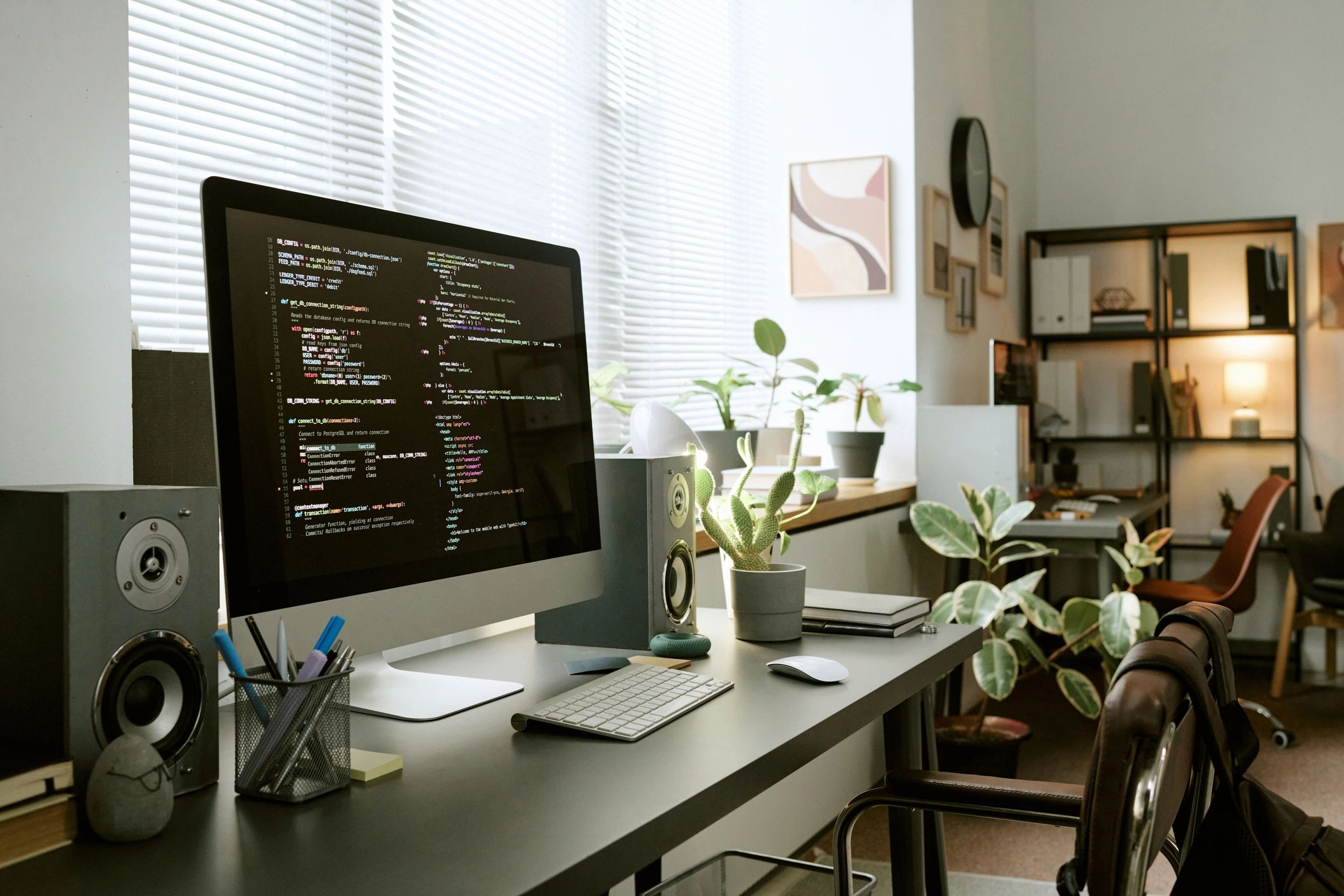 Modern computer workspace for beginner website learning