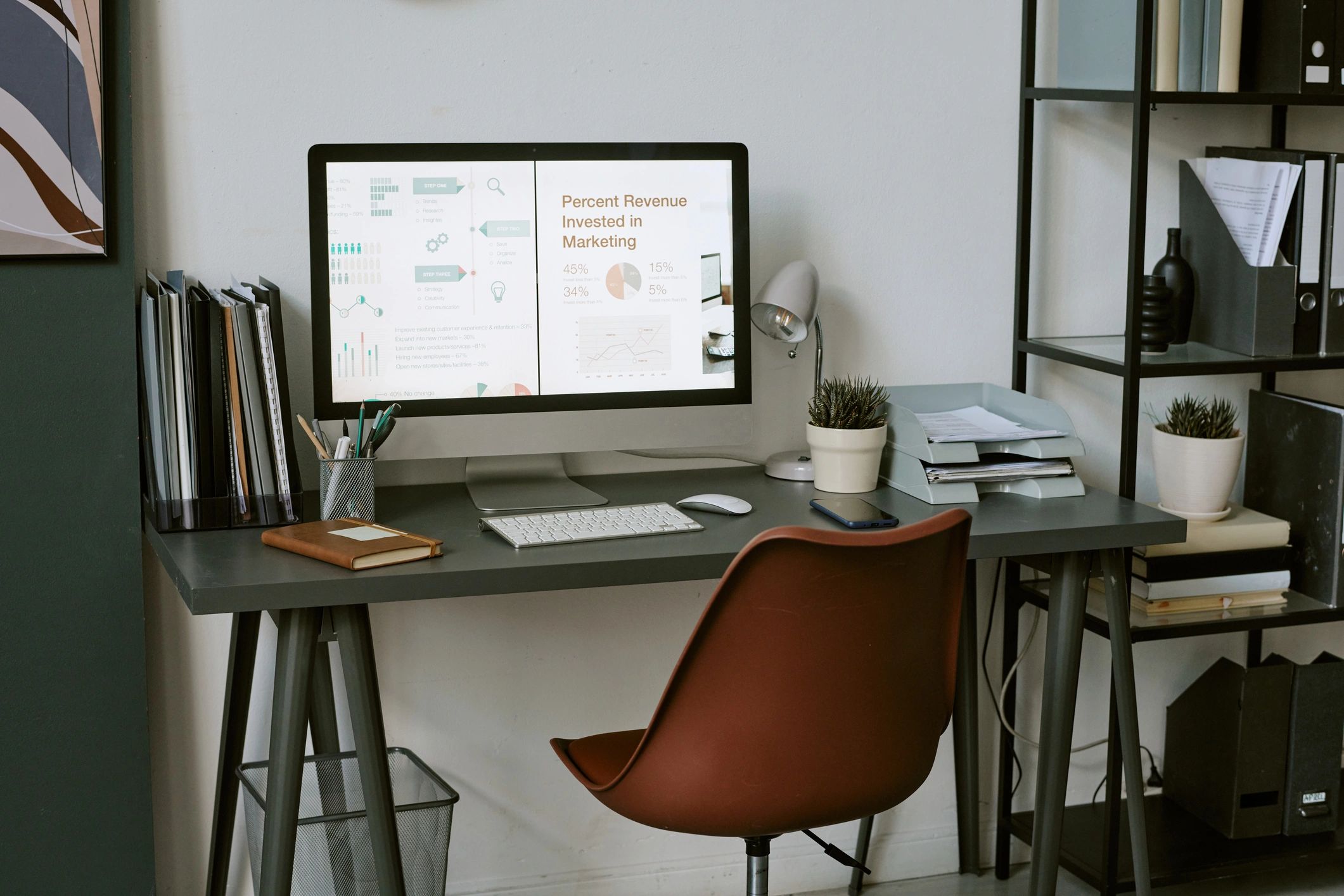 Modern website design workspace with analytics dashboard